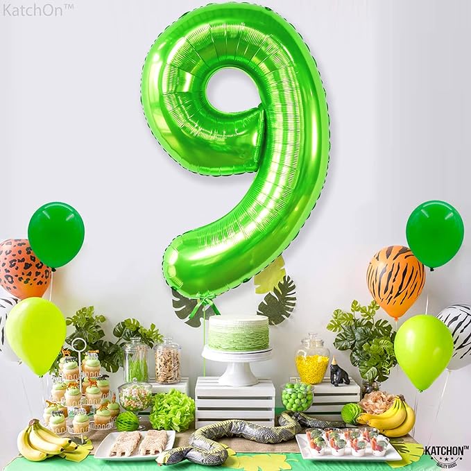 KatchOn, Giant Light Green Number 9 Balloon - 40 Inch | Foil 9 Birthday Balloon for 9th Birthday Decorations | 9th Anniversary Decoration | Green Party Decoration