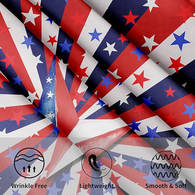 4th of July Tablecloth 70 Inch Round Memorial Day Patriotic Tablecloth Washable Polyester Fabric American Flag Table Cloth Independence Day Table Cover For Dining Room Picnic Kitchen Outdoor Decor