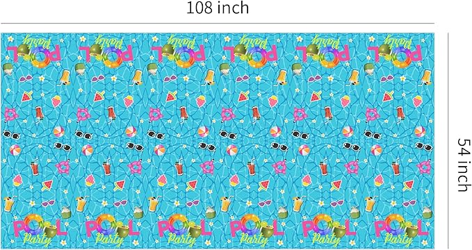 Pool Party Decorations Tablecloth, Disposable Summer Beach Party Tablecover for Birthday Baby Shower, Beach Pool Theme Party Table Decorations, 3Pack, 54in x 108in