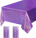 2 Pack Light Purple Iridescent Plastic Tablecloth Disposable 54 × 108 Inch Glitter Holographic Foil Table Cloth Plastic Laser Rectangle Table Cover for Birthday Wedding Disco Party