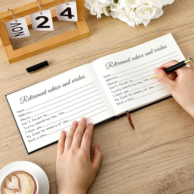Ctosree Retirement Guest Book with Signature Pen Retirement Party Gift Supplies for Women Men Office Colleague Advice and Wishes Decorations(Photo)