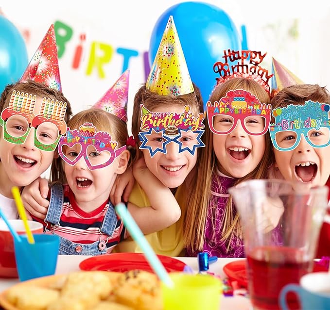 12PCS Happy Birthday Glasses, Birthday Party Paper Eyeglasses Photo Booth Props for Birthdays Party Supplies Decorations