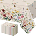 24 Pcs Spring Floral Tablecloth, Butterfly Wildflower Plastic Disposable Tablecloth Rectangle Table Covers for Easter, Birthday, Wedding, Mothers Day Tea Party Supplies and Decorations,54 x 108 Inch