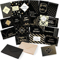 Mr. Pen- Birthday Cards with Envelopes, 20 Pack, 4" x 6", Black with Gold Foil, Blank Inside, Greeting Cards Birthday