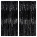 KatchOn XtraLarge Black Streamers - 3.2x8 Feet, Pack of 2 | Fringe Backdrop for Black Party Decorations | Tinsel Backdrop for Graduation Decorations 2026 | Black Streamers Party Decorations