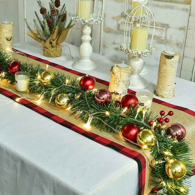 DearHouse 16.4 Foot Christmas Garland, Artificial Pine Garland Holiday Decor for Outdoor or Indoor Home Garden Artificial Green Greenery, or Fireplaces Holiday Party Decorations