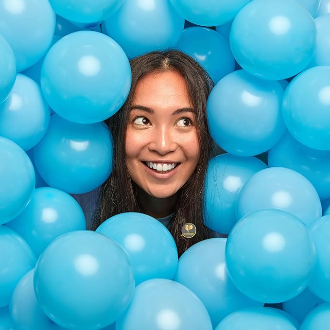 AFTERLOON® Biodegradable Mini Balloons 50 pcs Baby Blue 5 Inch, Matte Color Thickened Extra Strong Latex Helium Float, Baby Shower Gender Reveal Garland Arch Wedding Birthday Party Decorations