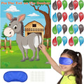 PLULON Pin The Tail on The Donkey Party Game for Kids, Donkey Themed Animal Birthday Party Games Donkey Poster with Tail Stickers for Kids Farm Animal Donkey Party Favors Home Wall Decorations