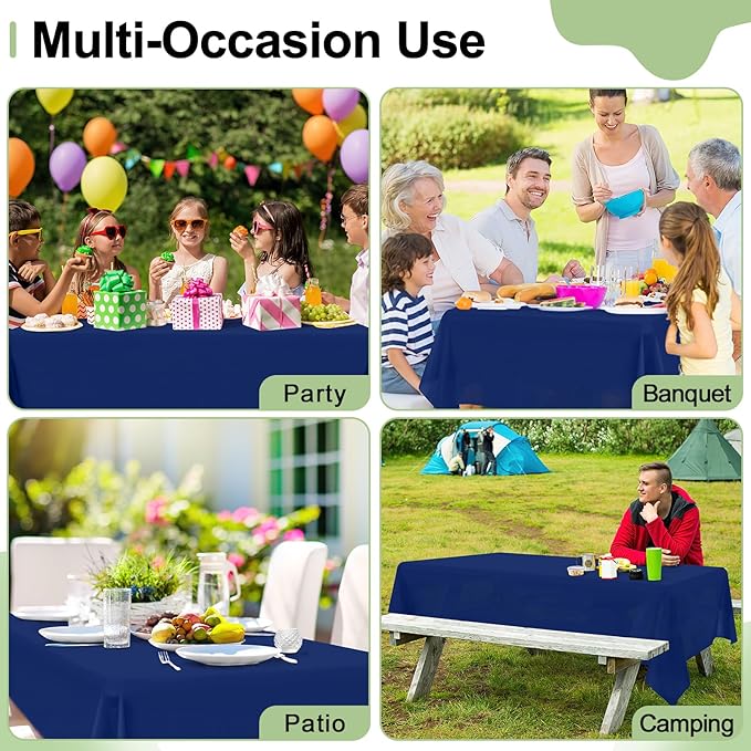 misaya 10 Packs Disposable Plastic Table Cloth, 54 x 108 Inch Waterproof Rectangle Tablecloth, Leakproof & Sturdy Decorative Table Covers for Easter, Picnic, Party and Outdoor, Navy