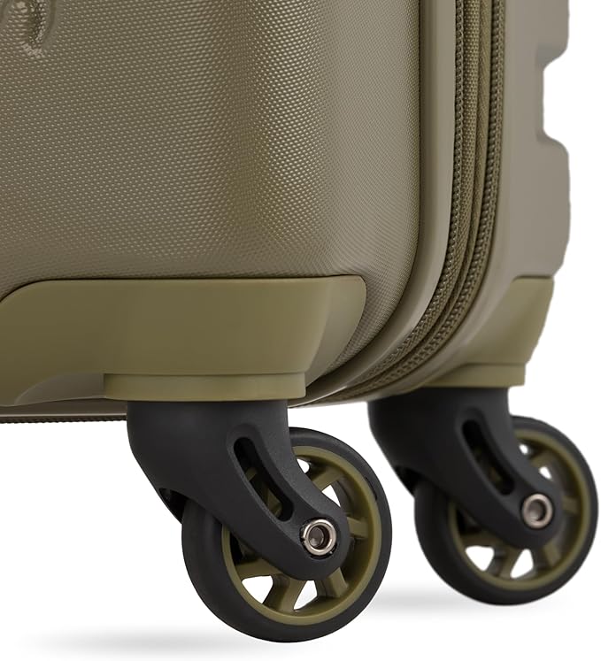 SwissGear 7366 Signature Hardside Expandable Luggage with Spinner Wheels, TSA Lock, Cup-Holder, Olive Branch, Carry-On 19-Inch