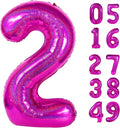 Laser Hot Pink 2 Balloon, Number Balloons 40 Inch, 2nd Balloon Number Birthday Decorations, Second Two Birthday Party Supplies, Number 2 Balloon