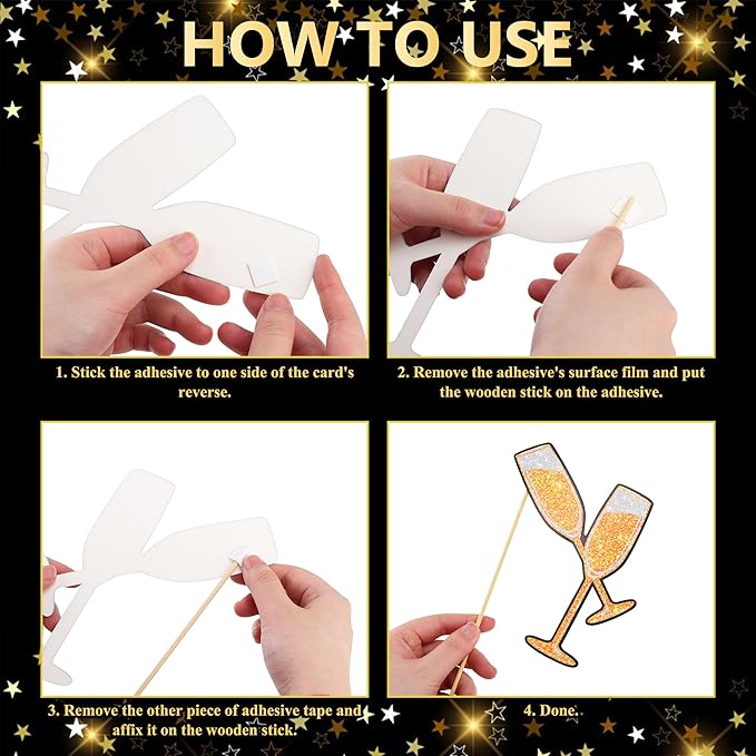 56 PCS New Year’s Eve Party Supplies 2026 Including Happy New Year Hats, Necklaces and New Year Photo Booth Props for New Year's Eve Party Favors (Photo Booth Props)