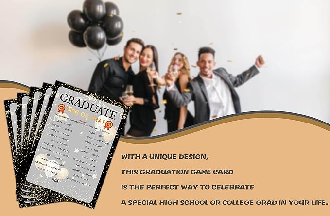 Graduation Party Games - This Or That Game Cards for The Graduate - Graduation Party Decorations 2024 - Gold & Black Grad Celebrations Party Supplies for High School/College - 30 Game Cards(F02)