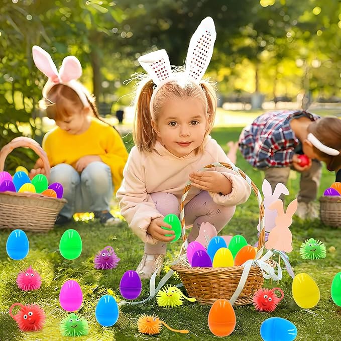 24 Pack Easter Eggs Filled LED Puffer Balls,Light Up Toys Stuffers Stress Relief LED Ball for Boys Girls Kids Teens Easter Egg Hunt Filling Treats Easter Basket Stuffers Easter Party Favor