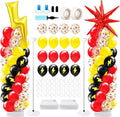 Kasyat 2 Set Cartoon Theme Balloon Column Stand Kit with Lightning Explosion Star Foil Balloons Black Red Yellow Arch Garland Kit for Cartoon Baby Shower Birthday Party Supplies