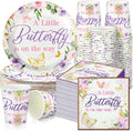 200 Pcs Butterfly Baby Shower Paper Plates Napkins Cups Girl Shower Party Supplies Tableware Set Purple Disposable Cup Napkin for 50 Guest Girls Spring Party Decoration
