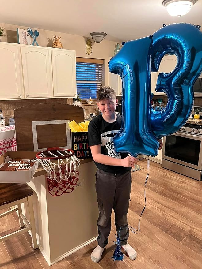 Navy Blue Number 13 Balloon 40 inch, 13 Number Balloons, 13th Navy Blue Birthday Decorations, 13 Year Old Girls Boys Blue Party Supplies