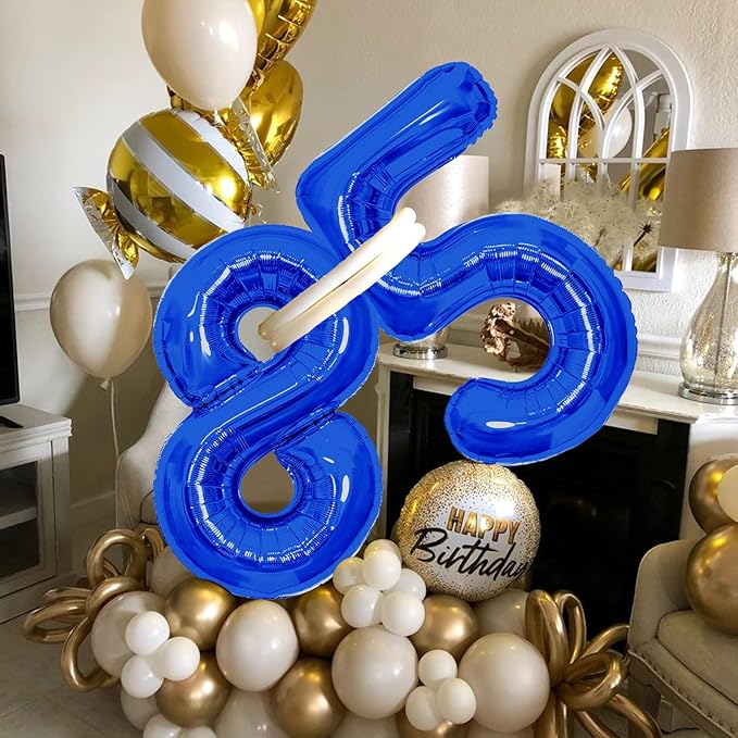 Number Balloons Navy Blue Balloons - Giant Number 10 Balloon, 10 20 30 40 50 Numbers Balloon Birthday Decorations, Blue Party Supplies for Boy Men