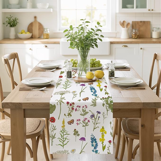 OHOME Spring Decorations for Home - Spring Table Runner - Spring Decor for Indoor Outdoor | Summer Table Decor Party Favors Supplies Banner