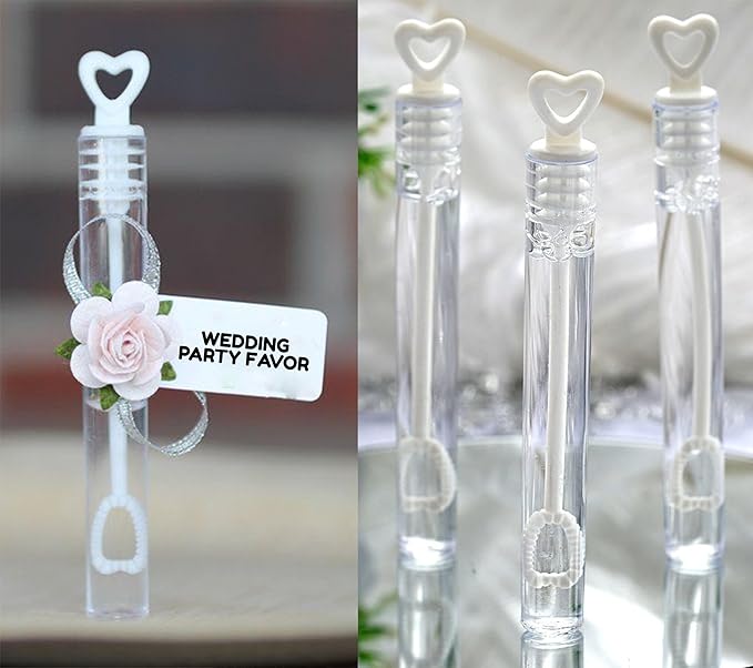 Big Mo's Toys 40 Pack Mini Heart Bubble Wands – Great Wand Bubbles Party Favors for Weddings and Anniversaries