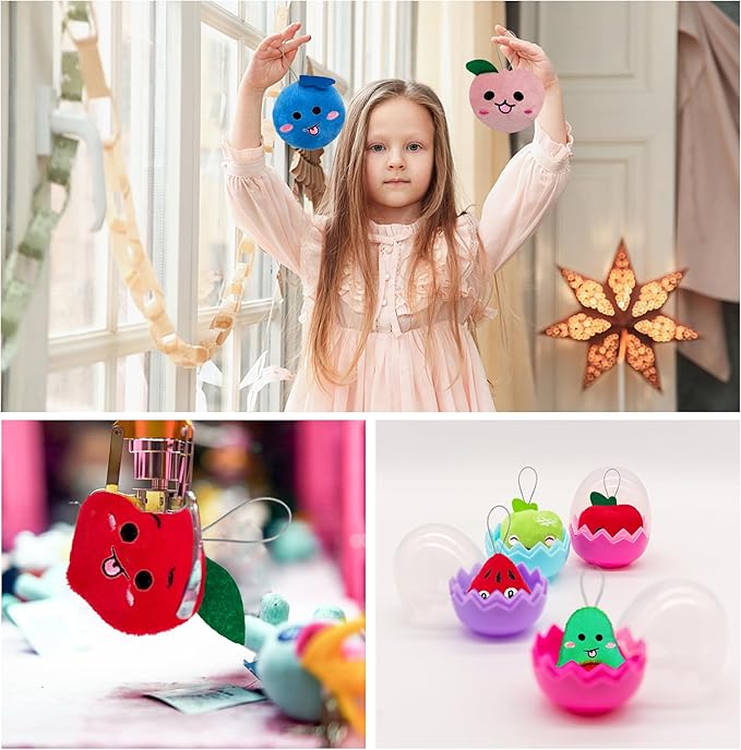 XIPEGPA 40 PCS Cute Mini Fruit Plush Toys Colorful Stuffed Fruits Soft Orange Peach Stuffed Doll for Party Favors Keychain Ornament for Goody Bag Easter Egg Stuffers Carnival Birthday Party 20 Styles