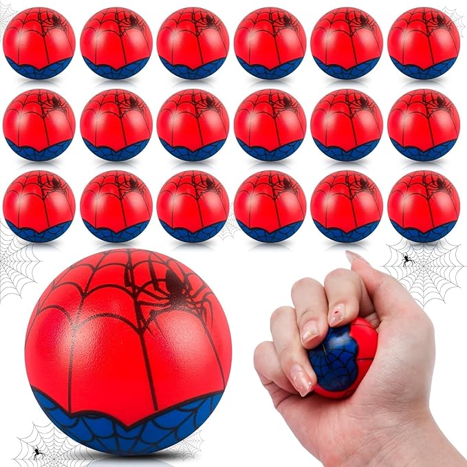 24 Pcs Spider Party Favors Stress Balls,1.57" Fidget Sensory Toys for Kids Birthday Decorations, Goodie Bag Stuffers, Carnival Gifts, Classroom Prizes & Valentines Gifts