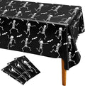 Iceyyyy 3 Packs Disposable Halloween Skeleton Tablecloth - 54" x 108" Plastic Waterproof Halloween Tablecover, Rectangular Halloweens Skeleton Table Cover for Ghost Themed Party Home Decor