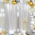 PartyDelight Silver Sequin Backdrop 5x10ft 2 Panels - High Density 3mm Shimmer Sequin Background with 4-Inch Rod Pocket, Sparkly Photography Curtain for Wedding, Stage & Event Decor