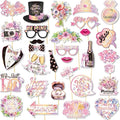 30 Pieces Wedding Photo Booth Props Wedding Bridal Shower Photo Booth Prop Bachelorette Party Decorations Photo Booth for Bridal Shower Gift Accessories Favor Supplies (Pink)