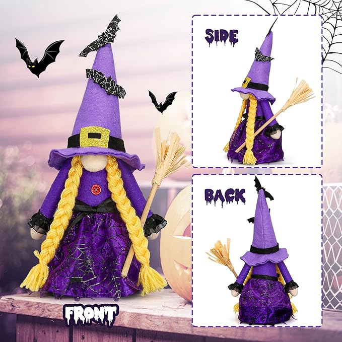 Lovinland Halloween Decorations - Halloween Decor - 3PCS Witch Plush Gnomes - Cute Hocus Pocus Decorations for Home, Indoor, Office, Table, Party Clearance
