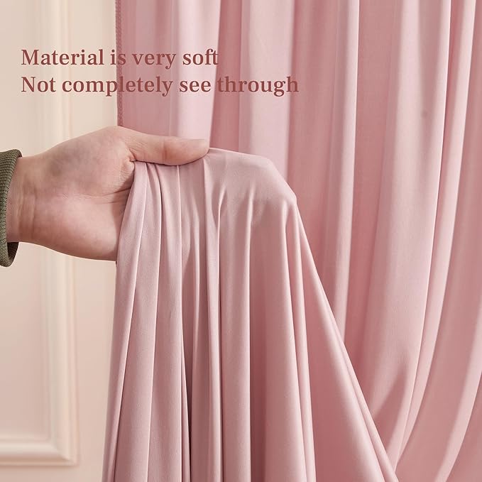 8x10FT Dusry Rose Backdrop Curtains for Wedding Parties, Wrinkle Free Polyester Photography Backdrop Drapes for Birthday Parties Baby Shower Stage Background Stand Decorations 4x10ft,2 Panels