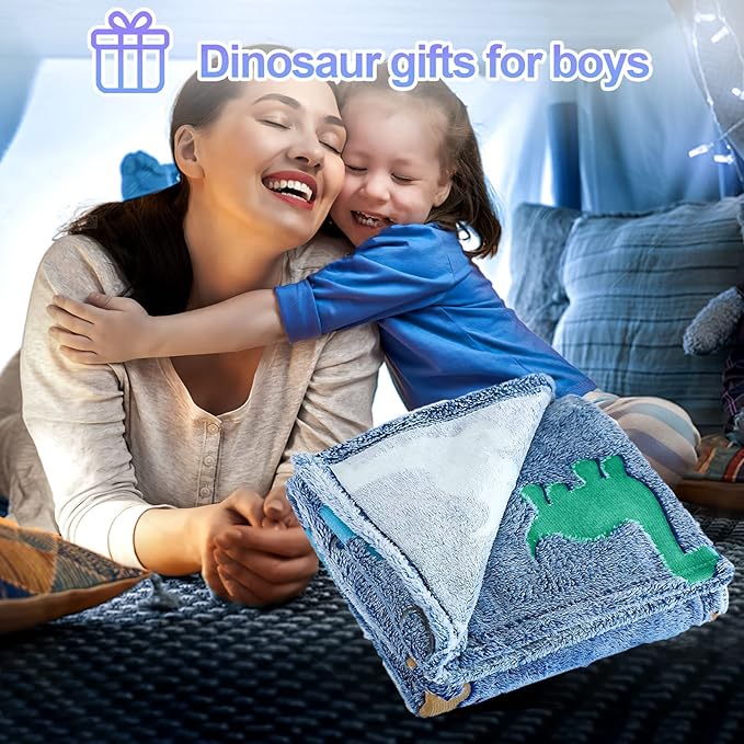 TEHALK Dinosaur Glow in The Dark Blanket for Kids, Toddler Blanket for Boys, Dinosaur Gifts for Boys/Kids, Soft Fleece Blanket Throw, Birthday Gifts 40"x60"