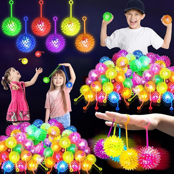 24PCS Light Up Ball, Bouncy Balls for Kids, 6 Colors Flashing Squeaky Ball, 2.2inch Light Up Toys, Balls for Toddlers 1-3, Easter Party Favors for Teens, Adults, Children