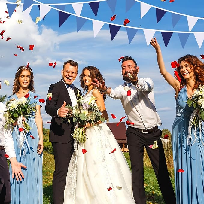 SAPPHIRESKY Blue Pennant Banner Triangle Flag Bunting Garland, Wedding Birthday Baby Shower Graduation Decoration