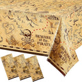 Irenare 3 Pieces Pirate Tablecloth for Party Decor - 54 x 108 Inches Pirate Treasure Map Tablecover Plastic Island Treasure Table Covers Navigation Supplies for Birthday Party Decoration