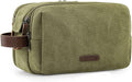 BAGSMART Toiletry Bag for Men, Canvas Travel Toiletry Organizer Dopp Kit Water-resistant Shaving Bag for Toiletries Accessories (Green, Medium)