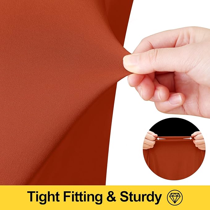 Smiry Spandex Tablecloth, Elastic Fitted Stretch Tablecloth for 6FT Rectangle Tables, Waterproof Washable Table Cover Skirt for Outdoor, Wedding, Banquet & Parties (Rust, 72Lx30Wx30H Inch)