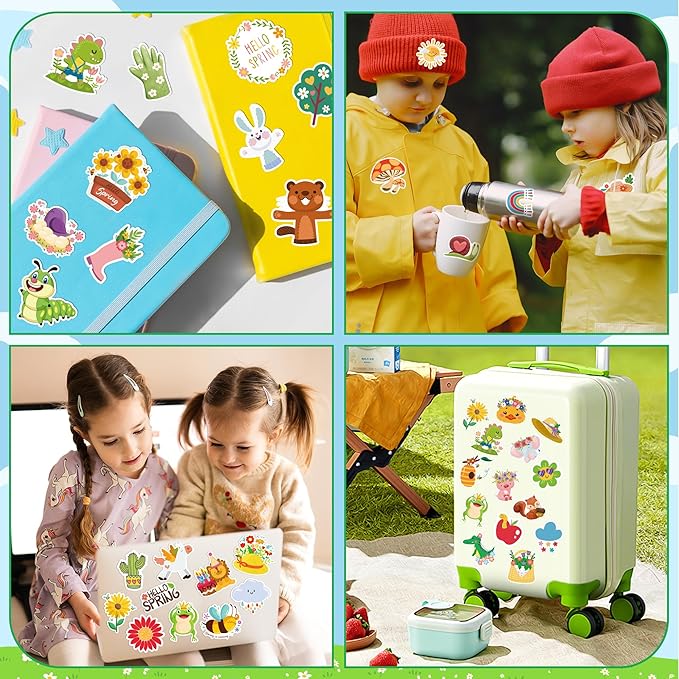 OHOME Spring Stickers | 100 PCS Flowers Stickers for Kids - Vinyl Spring Games Toys Gifts Party Favors Supplies - Kids Crafts Accessories Treats Bulk for Classroom