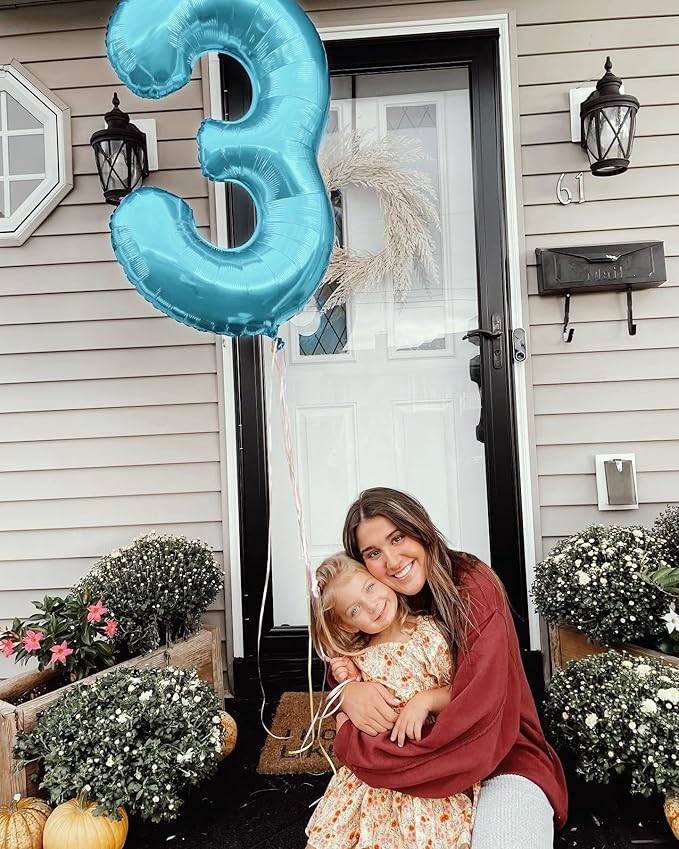 Pearlescent Blue 7 Balloon, Number Balloons 40 Inch, 7th Birthday Decorations for Girls Boys Kids, Party Decoration for Women Men, Number 7 Balloon