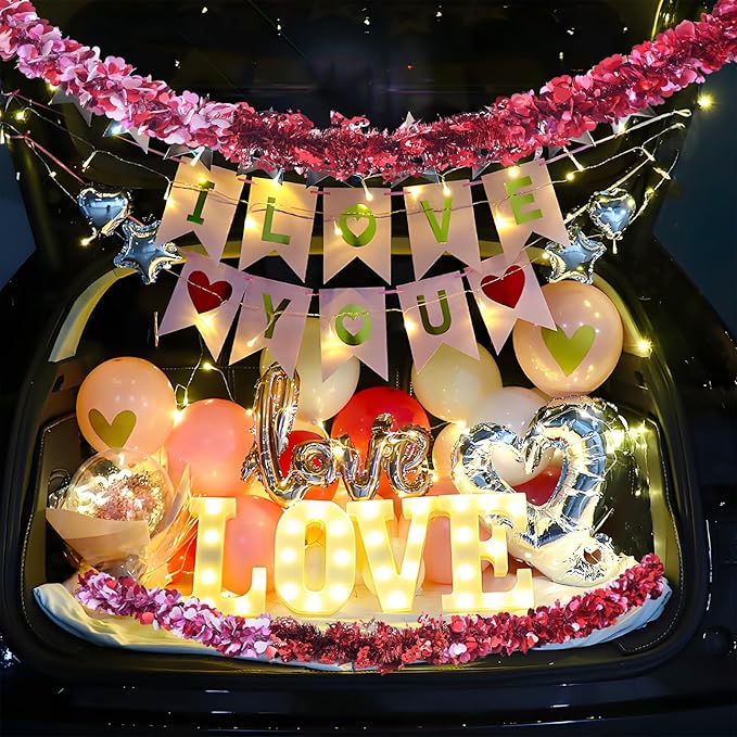 Meag-L Valentines Day Decorations 29.5Ft Heart Tinsel Garland 3PCS Red Pink White Valentines Day Decor Metallic Hanging Wreath Supplies for Home Mantle Tree Indoor Outdoor Wedding Galentines Day