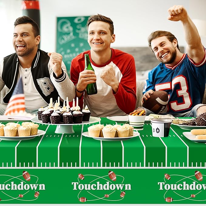 Football Party Decorations,2 Pack Football Tablecloth Disposable Plastic Tablecloth 54" x 108",Football Birthday Party Decor,Football Table Cloth for Rectangle Tables,Football Party Supplies for Home