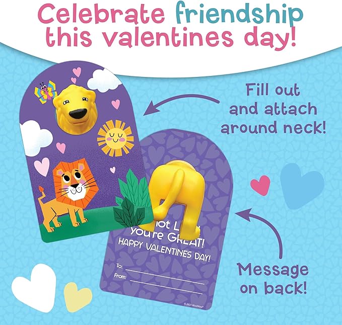 Peaceable Kingdom Valentine's Day Gift for Kids, Fun Party Favors for Classroom, Goodie Bag Stuffers - 6 Animal Tube Poppers