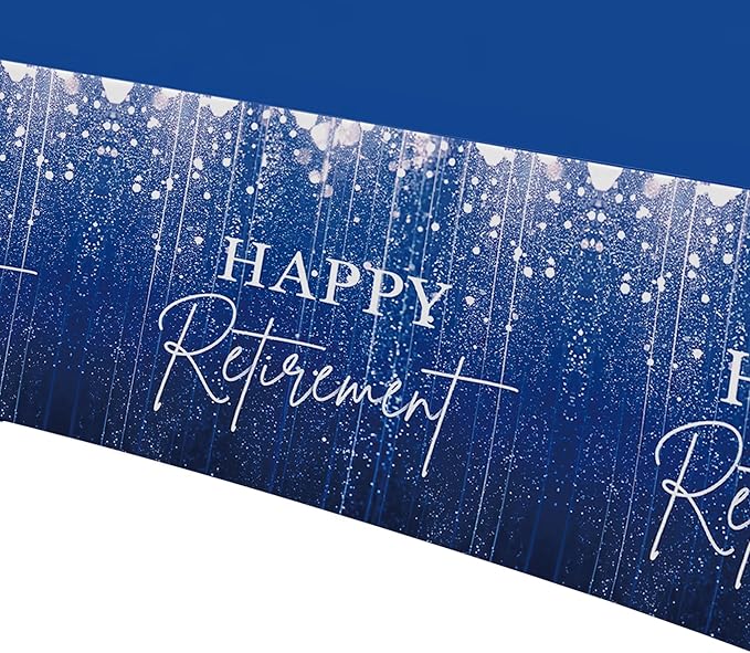 Blue Retirement Party Tablecloth Decorations - Disposable Happy Retirement Party Supplies for Men Women Tablecover, Retirement Table Decorations Table Cloth - 3 Pack (54in x 108in)
