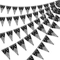 Boao 5 Pack Western Cowboy Party Decorations Bandana Pennant Banner Wild West Decor Western Cowboy Themed Yee Haw Country Party Decoration Supplies 9.8 x 5 ft(Black Paisley)
