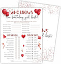 6"X8" Who Knows The Birthday Girl Best - Balloons & Confetti - Funny Double-Sided 3-in-1 Game Card Set For Girls Birthday Party, Sleepover Party Activities, Favor & Supplies (20 Pcs)- A05