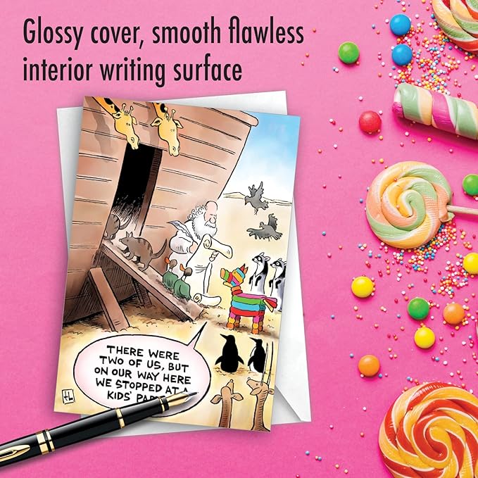 NobleWorks - Funny Birthday Greeting Card with 5 x 7 Inch Envelope (1 Card) Bday Ark Pinata C7951BDG