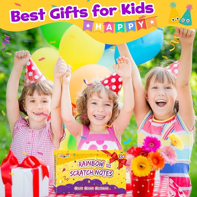 FUNNYB&G 240 PCS Rainbow Scratch Paper Art Kit for Kids, Easter Party Favors Goodie Bags Stuffers, Bulk Birthday Classroom Gifts Easter Basket Stuffers for Girls Boys Ages 4-12