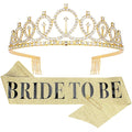 CIEHER Bride To Be Decorations - Gold Crown & Bride Tiara, Bridal Shower & Bachelorette Party Decorations