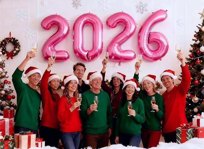 40 Inch Pink 2026 Number Balloon, Happy New Year 2026 Balloons Pink, Graduation Balloon Decorations 2026