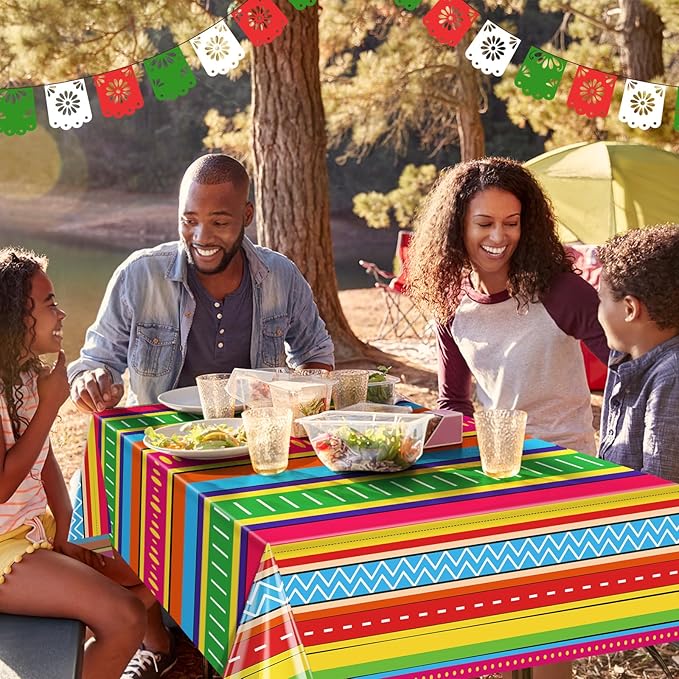 Hxezoc 3 Pack Cinco De Mayo Printed Tablecloths, 54 x 108 Inch Disposable Plastic Table Cover for Mexican Holiday Decorations Outdoor Indoor Party Supplies
